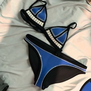 blue crochet triangl bikini set